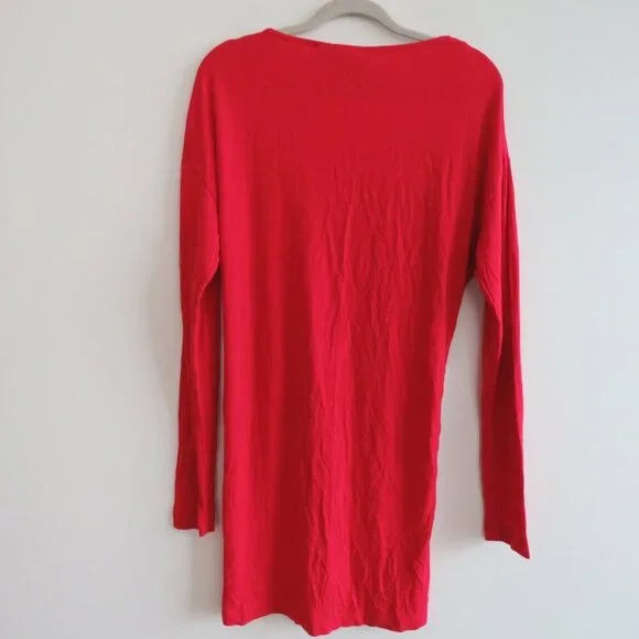 VINTAGE Y2K HARAJUKU LOVERS Red Stretch Logo Ruched Tunic Dress  - Size L - Picture 11 of 14